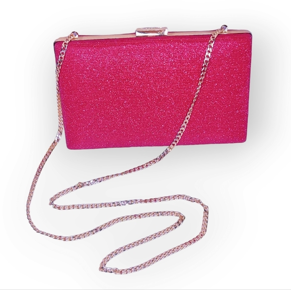 Dune London Handbags - Dune London Metallic Pink Glitter Evening Clutch Crossbody Bag New Years Prom